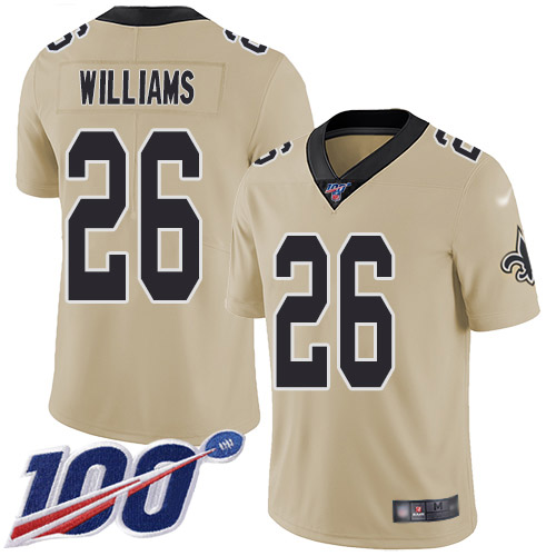 Men New Orleans Saints Limited Gold P J  Williams Jersey NFL Football #26 100th Season Inverted Legend Jersey->new orleans saints->NFL Jersey